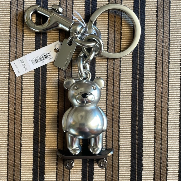 Coach Accessories - Coach skateboard bear charm - Silver Metal -THE WHEELS MOVE ON THE SKATE…